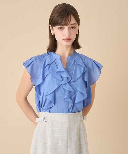 ANAYI(アナイ)の「ライトローンラッフルブラウス(シャツ/ブラウス・レディース・ベージュ/ブラウン/ブルー/ホワイト・38)」の18枚目の写真