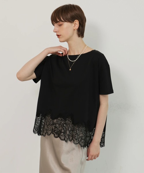 裾レースフレンチＴシャツ