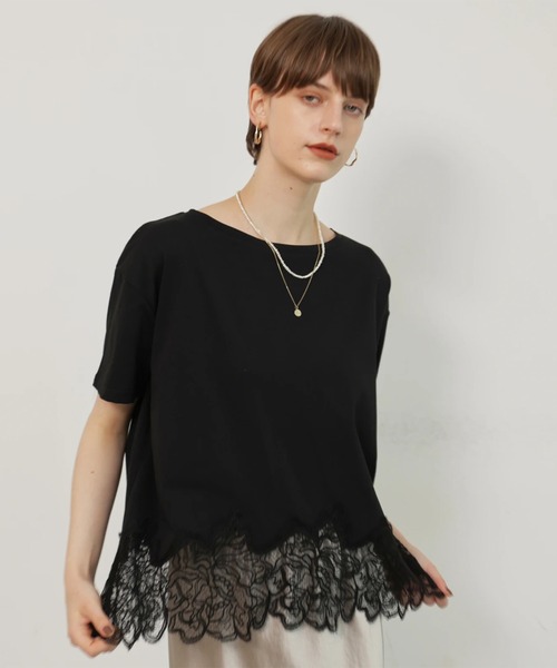 裾レースフレンチＴシャツ