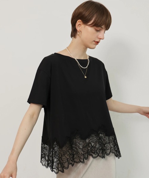 裾レースフレンチＴシャツ