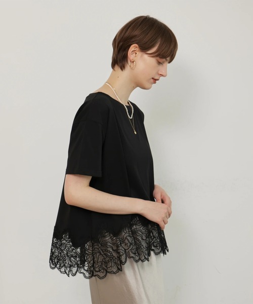裾レースフレンチＴシャツ
