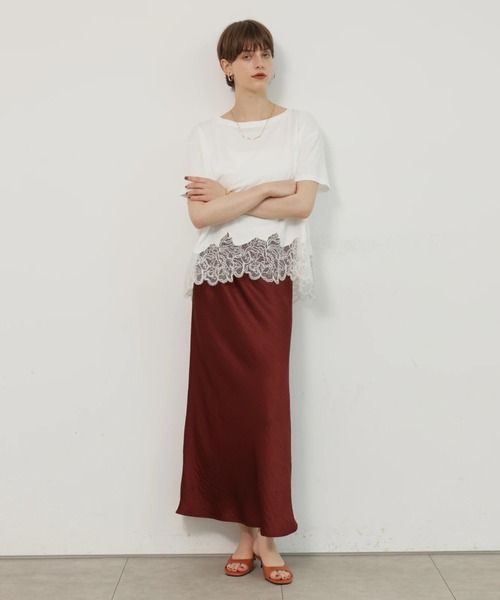 裾レースフレンチＴシャツ