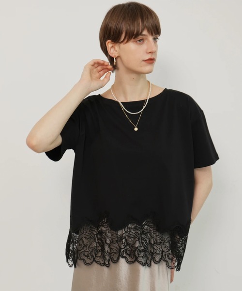 裾レースフレンチＴシャツ