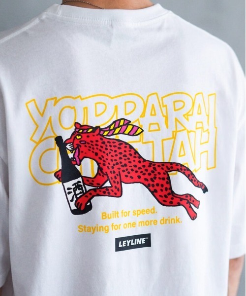 Leyline（レイライン）の「【Leyline】YOPPARAI CHEETAH FULL BODY tee / バックプリント ビッグシルエットTシャツ（Tシャツ/カットソー・メンズ・ホワイト×レッド/ブラック×イエロー・X-LARGE/LARGE/MEDIUM）」の7枚目の写真