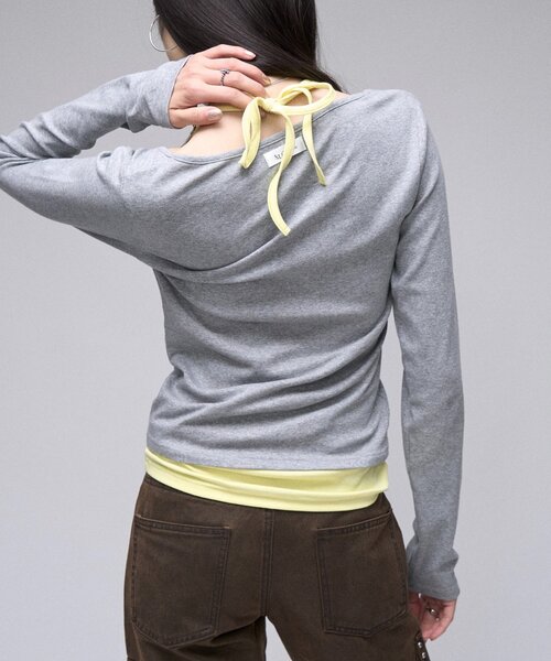 sloppy（スロッピー）の「【SLOPPY】 ヘンリーネックL/Sトップス（Tシャツ/カットソー・レディース・グレー/ブラウン/パープル/ブラック・FREE）」の16枚目の写真