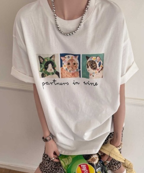 セール】26SS/キャットプリントロゴTシャツ（Tシャツ/カットソー