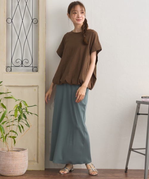 OMNES(オムネス)の「スラブ天竺 バルーンシルエット半袖Tシャツ UVカット付(Tシャツ/カットソー・レディース・ブラック/ブラウン/ホワイト/レッド・FREE)」の9枚目の写真