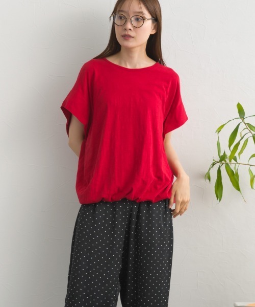 OMNES(オムネス)の「スラブ天竺 バルーンシルエット半袖Tシャツ UVカット付(Tシャツ/カットソー・レディース・ブラック/ブラウン/ホワイト/レッド・FREE)」の11枚目の写真