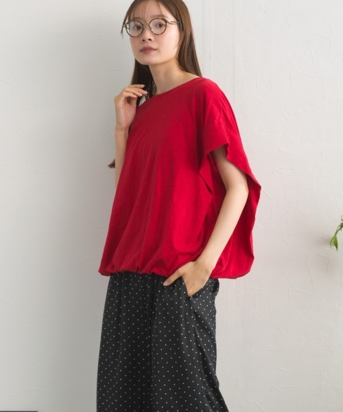 OMNES(オムネス)の「スラブ天竺 バルーンシルエット半袖Tシャツ UVカット付(Tシャツ/カットソー・レディース・ブラック/ブラウン/ホワイト/レッド・FREE)」の12枚目の写真