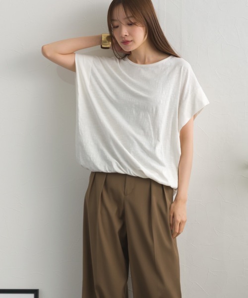 OMNES(オムネス)の「スラブ天竺 バルーンシルエット半袖Tシャツ UVカット付(Tシャツ/カットソー・レディース・ブラック/ブラウン/ホワイト/レッド・FREE)」の21枚目の写真
