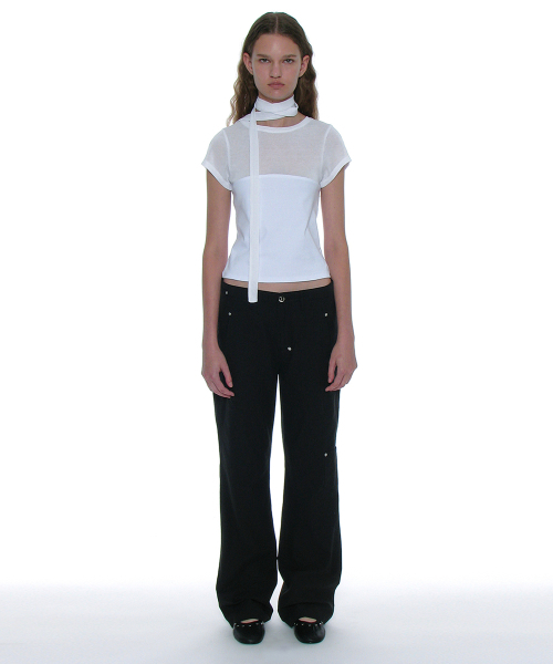 PARTIMENTO WOMEN(パルティメントウィメン)の「ディタッチャブルタイアップショートスリーブTシャツ_ホワイト(Tシャツ/カットソー・レディース・その他・SMALL)」の6枚目の写真