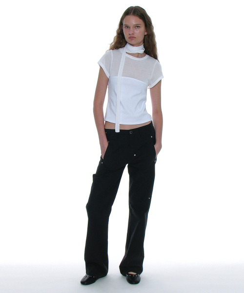 PARTIMENTO WOMEN(パルティメントウィメン)の「ディタッチャブルタイアップショートスリーブTシャツ_ホワイト(Tシャツ/カットソー・レディース・その他・SMALL)」の8枚目の写真