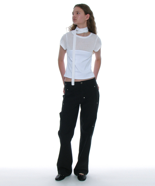 PARTIMENTO WOMEN(パルティメントウィメン)の「ディタッチャブルタイアップショートスリーブTシャツ_ホワイト(Tシャツ/カットソー・レディース・その他・SMALL)」の9枚目の写真