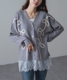 【ANNA LUNA】 刺繍 × レース が 大人可愛い デザイン カーディガン