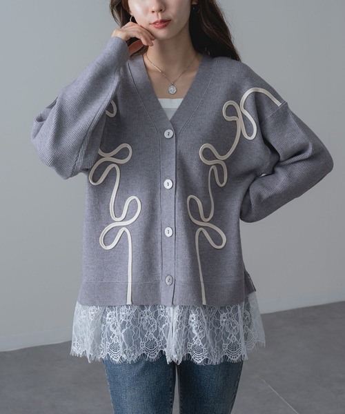 ANNA LUNA(アンナルナ)の「【ANNA LUNA】 刺繍 × レース が 大人可愛い デザイン カーディガン(カーディガン/ボレロ・レディース・ブラック/グレー・MEDIUM)」の18枚目の写真