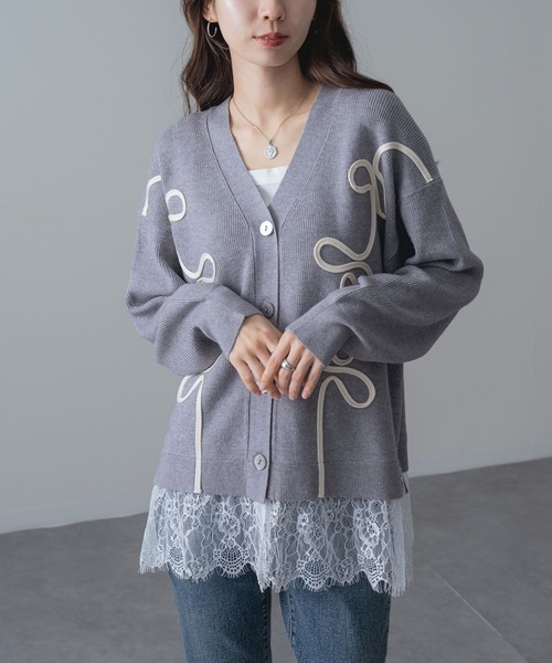 ANNA LUNA(アンナルナ)の「【ANNA LUNA】 刺繍 × レース が 大人可愛い デザイン カーディガン(カーディガン/ボレロ・レディース・ブラック/グレー・MEDIUM)」の22枚目の写真