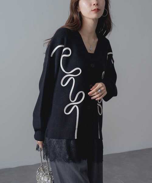 ANNA LUNA(アンナルナ)の「【ANNA LUNA】 刺繍 × レース が 大人可愛い デザイン カーディガン(カーディガン/ボレロ・レディース・ブラック/グレー・MEDIUM)」の17枚目の写真