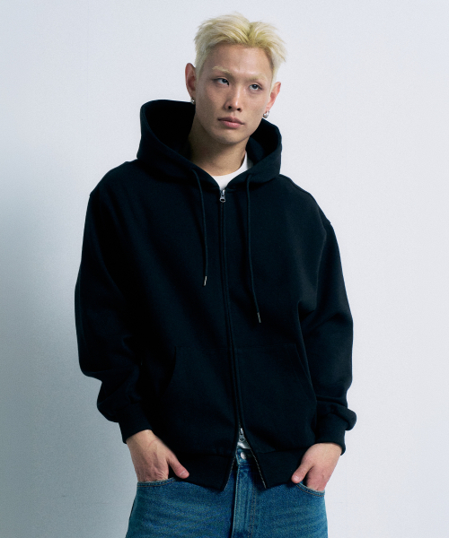 FERNOV(ペルノブ)の「エッセンシャルツーウェイフードジップアップ 3カラー(パーカー・レディース・霜降りグレー/ブラック/グレー・1/2/3/4)」の4枚目の写真