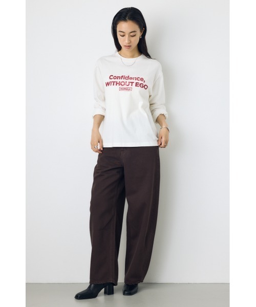 AZUL by moussy(アズールバイマウジー)の「【身長/骨格別着用画像あり】ロゴプリントロンT 長袖 秋服 インナーとして◎ Tシャツ ロゴT プリントT 春服(Tシャツ/カットソー・レディース・ライトブラック/オフホワイト/ブラウン・FREE)」の7枚目の写真