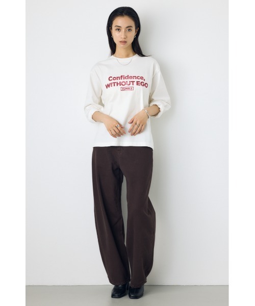 AZUL by moussy(アズールバイマウジー)の「【身長/骨格別着用画像あり】ロゴプリントロンT 長袖 秋服 インナーとして◎ Tシャツ ロゴT プリントT 春服(Tシャツ/カットソー・レディース・ライトブラック/オフホワイト/ブラウン・FREE)」の8枚目の写真