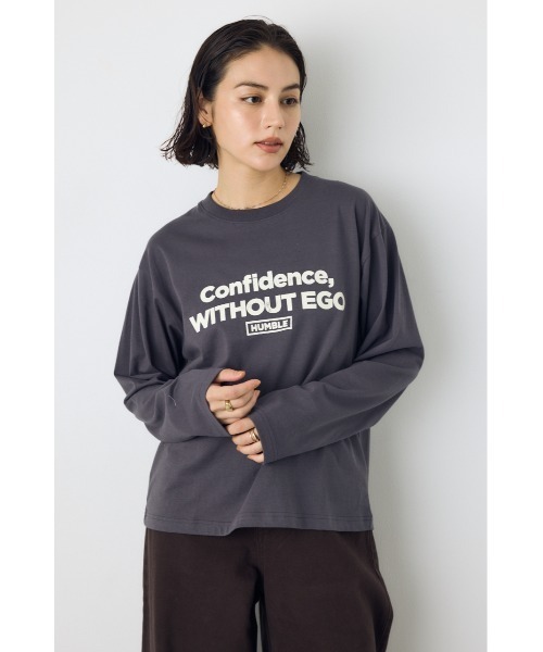 AZUL by moussy(アズールバイマウジー)の「【身長/骨格別着用画像あり】ロゴプリントロンT 長袖 秋服 インナーとして◎ Tシャツ ロゴT プリントT 春服(Tシャツ/カットソー・レディース・ライトブラック/オフホワイト/ブラウン・FREE)」の14枚目の写真