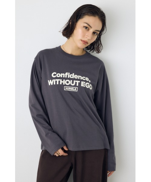 AZUL by moussy(アズールバイマウジー)の「【身長/骨格別着用画像あり】ロゴプリントロンT 長袖 秋服 インナーとして◎ Tシャツ ロゴT プリントT 春服(Tシャツ/カットソー・レディース・ライトブラック/オフホワイト/ブラウン・FREE)」の15枚目の写真
