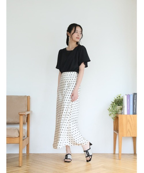 fifth(フィフス)の「ドットサテンフレアスカート(スカート・レディース・ブラック/ホワイト・M)」の6枚目の写真