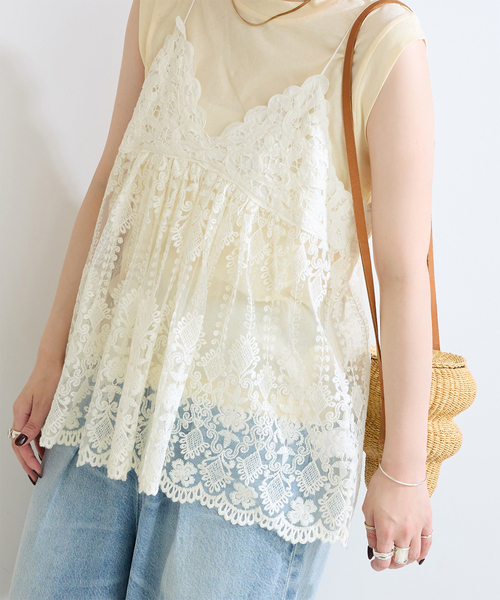 B.C STOCK(ベーセーストック)の「手洗い可 / バテンレースキャミ(シャツ/ブラウス・レディース・ブラック/オレンジ/ホワイト・FREE)」の22枚目の写真