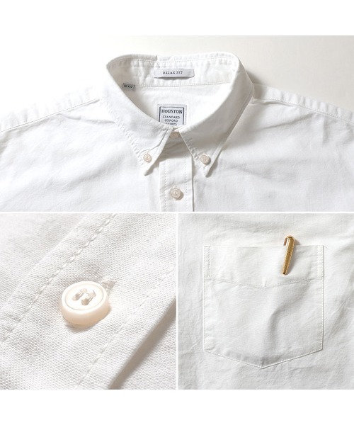 HOUSTON(ヒューストン)の「HOUSTON ヒューストン OXFORD B/D SHIRT(RELAX FIT)オックスフォード ボタンダウンシャツ 長袖 リラックスフィット(シャツ/ブラウス・メンズ・ネイビー/ピンク/オリーブ/ホワイト/ブラック・16.5/17.5/15.5/18.5)」の12枚目の写真