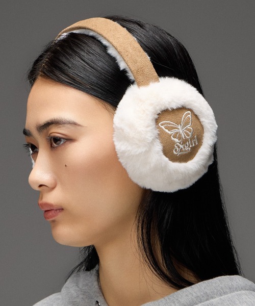 X-girl(エックスガール)の「BUTTERFLY LOGO EARMUFFS(イヤーマフ・レディース・ブラウン/ブラック・ONE SIZE)」の1枚目の写真