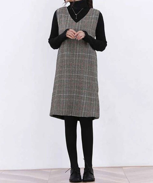 Flugge（フラッジー）の「チェック柄ベストワンピース（ワンピース・レディース・グレー・MEDIUM/LARGE）」の5枚目の写真