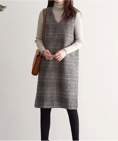 Flugge（フラッジー）の「チェック柄ベストワンピース（ワンピース・レディース・グレー・MEDIUM/LARGE）」の7枚目の写真