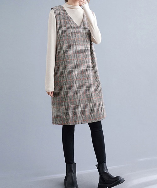 Flugge（フラッジー）の「チェック柄ベストワンピース（ワンピース・レディース・グレー・MEDIUM/LARGE）」の15枚目の写真