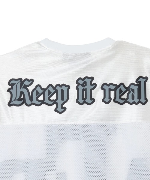 AFB（エーエフビー）の「BIG LOGO MESH FOOTBALL TEE（Tシャツ/カットソー・レディース・ホワイト/グレー/ネイビー・M）」の5枚目の写真