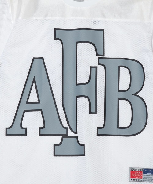 AFB（エーエフビー）の「BIG LOGO MESH FOOTBALL TEE（Tシャツ/カットソー・レディース・ホワイト/グレー/ネイビー・M）」の6枚目の写真