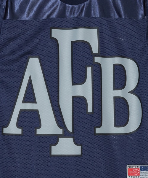 AFB（エーエフビー）の「BIG LOGO MESH FOOTBALL TEE（Tシャツ/カットソー・レディース・ホワイト/グレー/ネイビー・M）」の9枚目の写真