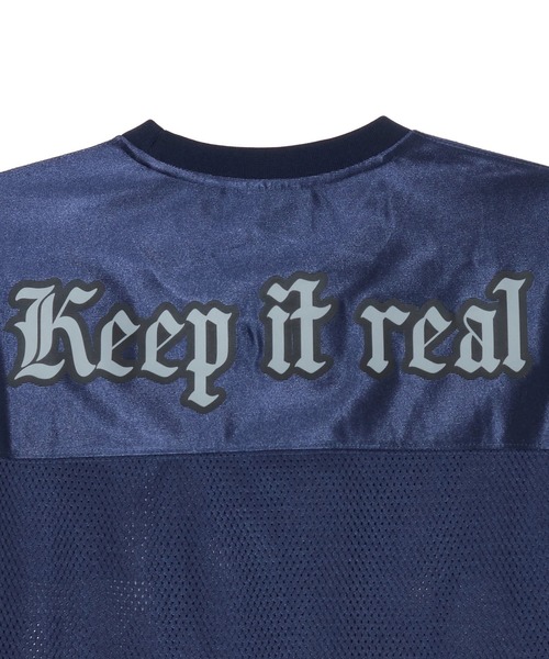 AFB（エーエフビー）の「BIG LOGO MESH FOOTBALL TEE（Tシャツ/カットソー・レディース・ホワイト/グレー/ネイビー・M）」の8枚目の写真