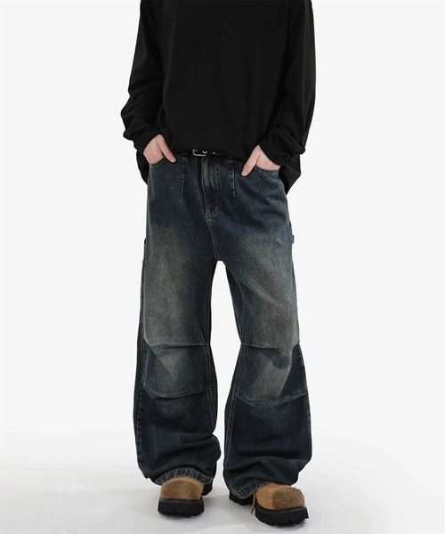WESTBOY(ウエストボーイ)の「Y2K 立体ニータック デニム カーゴパンツ WO26W7PT12(デニムパンツ・メンズ・ブラック/ブルー・L/M/XL)」の2枚目の写真