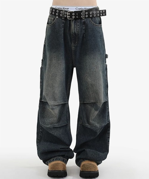 WESTBOY(ウエストボーイ)の「Y2K 立体ニータック デニム カーゴパンツ WO26W7PT12(デニムパンツ・メンズ・ブラック/ブルー・L/M/XL)」の6枚目の写真