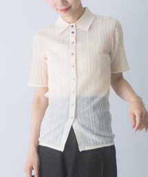 ELENDEEK　SHEER PLEATS KNIT TOP