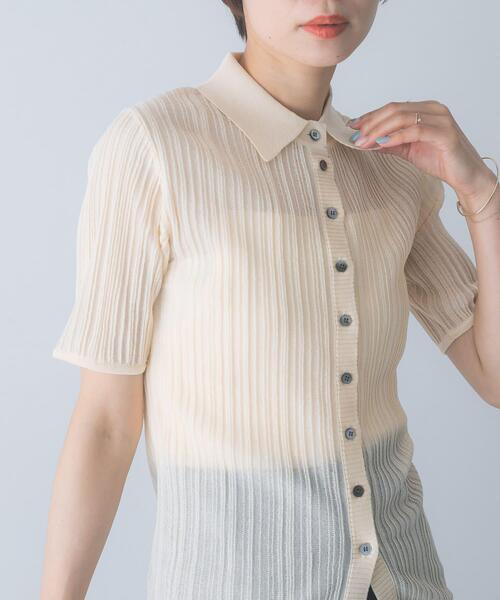 URBAN RESEARCH ROSSO WOMEN（アーバンリサーチ　ロッソ）の「ELENDEEK　SHEER PLEATS KNIT TOP（カーディガン/ボレロ・レディース・ブラック/ピンク/アイボリー・FREE）」の6枚目の写真