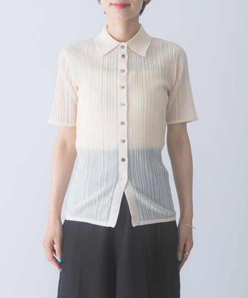 URBAN RESEARCH ROSSO WOMEN（アーバンリサーチ　ロッソ）の「ELENDEEK　SHEER PLEATS KNIT TOP（カーディガン/ボレロ・レディース・ブラック/ピンク/アイボリー・FREE）」の8枚目の写真