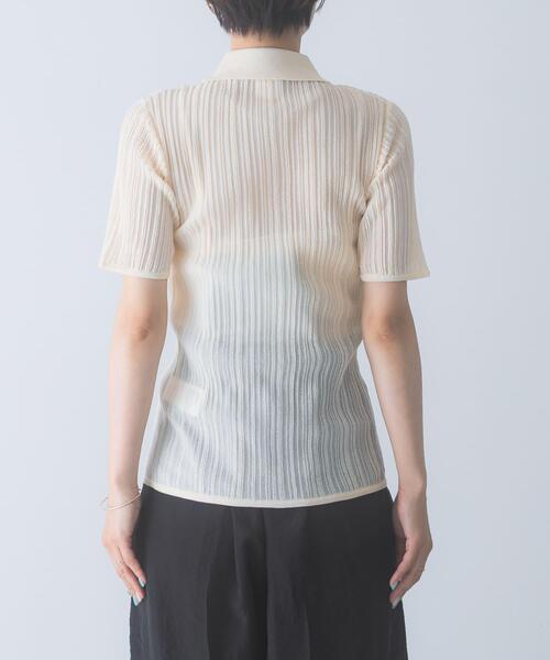URBAN RESEARCH ROSSO WOMEN（アーバンリサーチ　ロッソ）の「ELENDEEK　SHEER PLEATS KNIT TOP（カーディガン/ボレロ・レディース・ブラック/ピンク/アイボリー・FREE）」の10枚目の写真