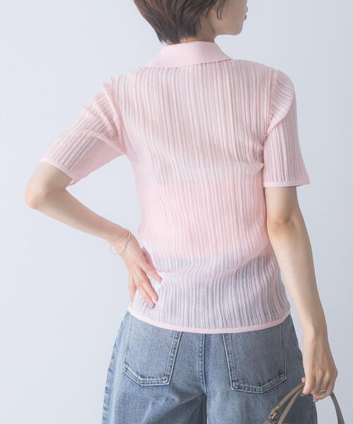 URBAN RESEARCH ROSSO WOMEN（アーバンリサーチ　ロッソ）の「ELENDEEK　SHEER PLEATS KNIT TOP（カーディガン/ボレロ・レディース・ブラック/ピンク/アイボリー・FREE）」の22枚目の写真