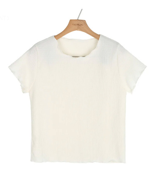 VIVID LADY（ビビッドレディー）の「エンボス メロウ 半袖トップス（Tシャツ/カットソー・レディース・ブラック/ホワイト・FREE）」の8枚目の写真