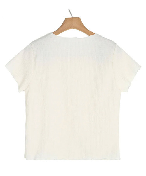 VIVID LADY（ビビッドレディー）の「エンボス メロウ 半袖トップス（Tシャツ/カットソー・レディース・ブラック/ホワイト・FREE）」の9枚目の写真