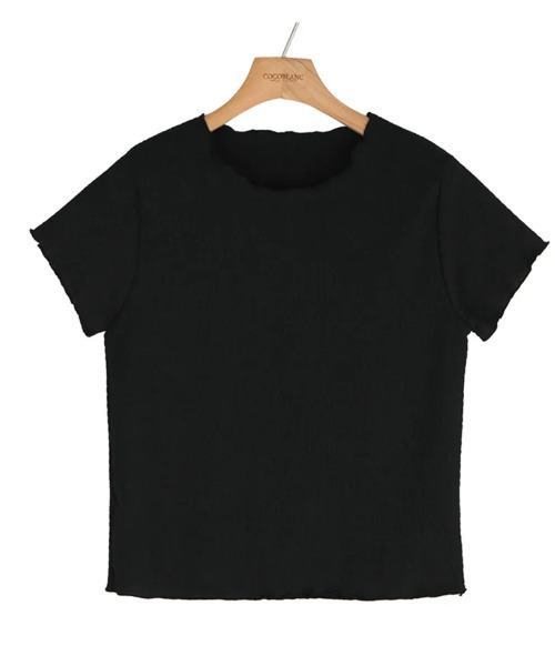 VIVID LADY（ビビッドレディー）の「エンボス メロウ 半袖トップス（Tシャツ/カットソー・レディース・ブラック/ホワイト・FREE）」の3枚目の写真