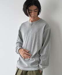 ワッフルヘンリーネック ロングスリーブ Tシャツ