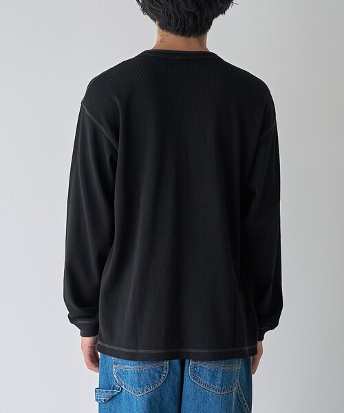 coen(コーエン)の「ワッフルヘンリーネック ロングスリーブ Tシャツ(Tシャツ/カットソー・メンズ・ホワイト/グレー/ブラック・XL/L/M/S)」の4枚目の写真