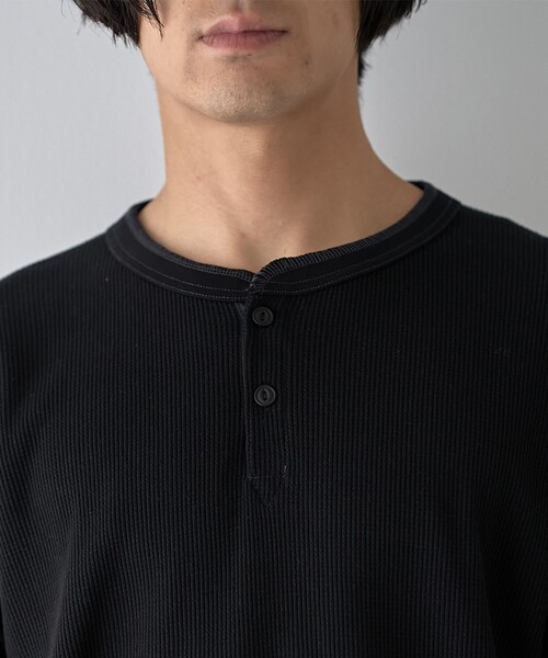 coen(コーエン)の「ワッフルヘンリーネック ロングスリーブ Tシャツ(Tシャツ/カットソー・メンズ・ホワイト/グレー/ブラック・XL/L/M/S)」の5枚目の写真